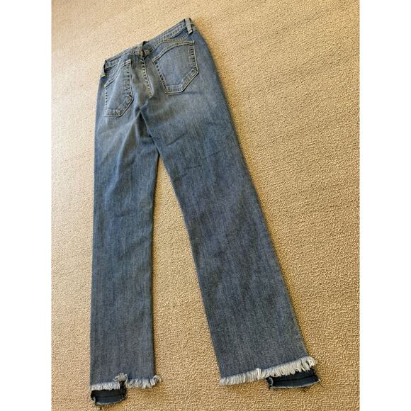 JUSTBLACK Female Light Dark Wash Denim Jeans Size 24 Raw Hem Straight Leg - Picture 16 of 16